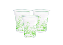 כוס פלסטיק קריסטל עלים 25 יח' - ירוק